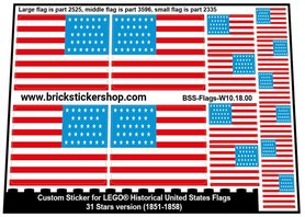 Custom Sticker - Flags - 31 Stars Version (1851-1858)