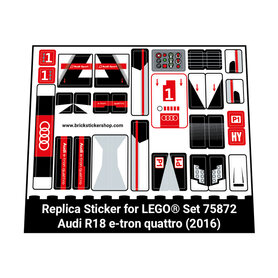 Replacement sticker fits LEGO 75872 - Audi R18 e-tron quattro