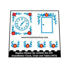 Replacement sticker Lego  270 - Grandfather Clock, Chair and Table