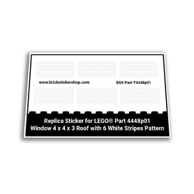 Custom Stickers fits LEGO Part 4448p01 - Window 4 x 4 x 3 Roof with 6 White Stripes Pattern