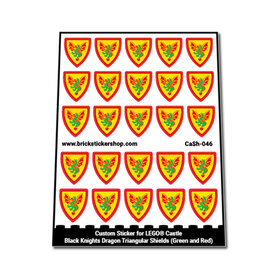 Custom Sticker - Black Knights Dragon Triangular Shields (Green and Red)