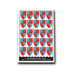 Custom Sticker - Gold Lion and Crossed Keys Large Triangular Shield