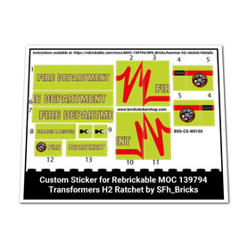 Custom Sticker - Rebrickable MOC 139794 - Hummer H2 Ratchet by SFH_Bricks