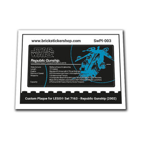 Custom Plaque for Set 7163 - Republic Gunship