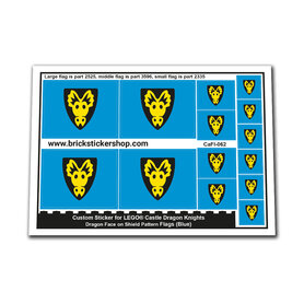 Custom Sticker - Dragon Knights Dragon Face on Shield Flags (Blue)