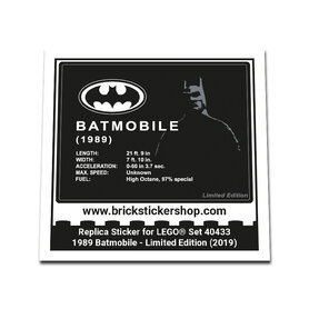Replacement Sticker for Set 40433 - 1989 Batmobile - Limited Edition