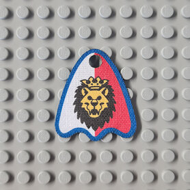 Custom Cloth -  Cape with Round Lobes and Lion Head Pattern in Red and White