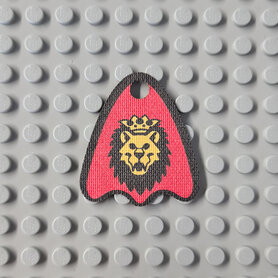 Custom Cloth -  Cape with Round Lobes and Lion Head Pattern in Red and Black