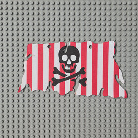 Replica Sailbb25 - Cloth Sail 21 x 11 with Red Stripes, Skull and Crossbones Pattern, Tatters
