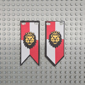 Custom Cloth - Banner with Royal Knight Lion on Red and White Background