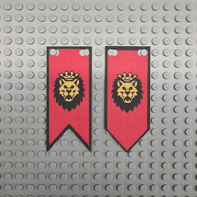 Custom Cloth - Banner with Royal Knight Lion on Red and Black Background