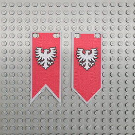 Custom Cloth - Banner with White Falcon Emblem Red & Light Bluish Grey