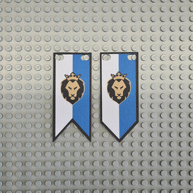 Custom Cloth - Banner with King's Knight Lion Head Emblem White & Blue