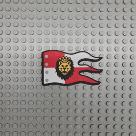Custom Cloth - Flag 8 x 5 Wave with Lion Head on White and Red
