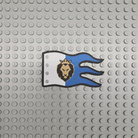 Custom Cloth - Flag 8 x 5 Wave with Royal Lion Head on White and Blue