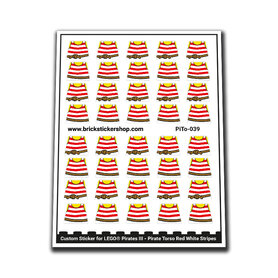 Custom Sticker - Pirates III - Pirate Torsos Red White Stripes