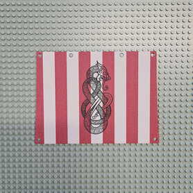 Custom Cloth - Striped Sail for Viking Longship With Vertical Serpent Emblem