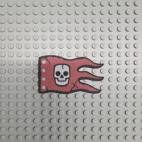 Custom Cloth - Flag 8 x 5 Wave with Skull Head on Dark Red