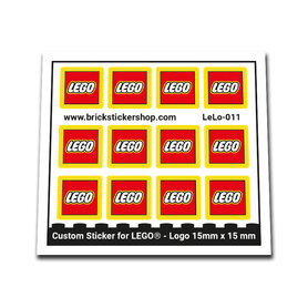 Custom Sticker - Lego Logo for 2 x 2 Tile with Yellow Border