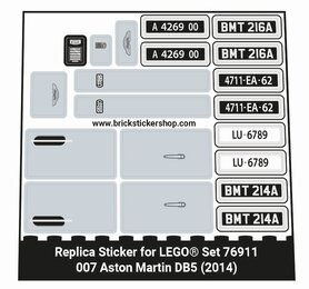 Replacement Sticker for Set 76911 - 007 Aston Martin DB5