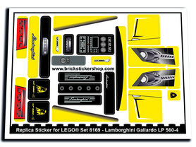 Replacement Sticker for Set 8169 - Lamborghini Gallardo LP 560-4