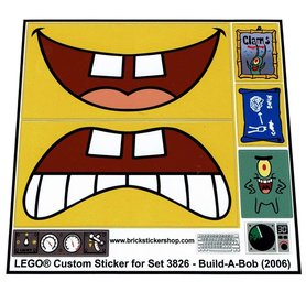 Precut Custom Replacement Stickers for Lego Set 3826 - Build-A-Bob (2006)