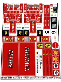 Replacement sticker Lego  8144 - Ferrari 248 F1 Team (Schumacher Edition)