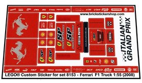 Replacement sticker Lego  8153 - Ferrari F1 Truck 1:55