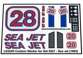 Precut Custom Replacement Stickers for Lego Set 5521 - Sea Jet (1993)