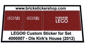 Replacement sticker fits LEGO 4000007 - Ole Kirk's House