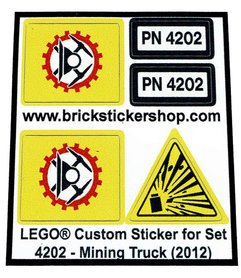 Precut Custom Replacement Stickers for Lego Set 4202 - Mining Truck (2012)