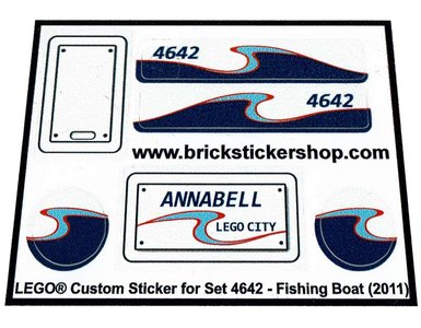 2011 Fishing Boat Precut Custom Replacement Stickers for Lego Set 4642