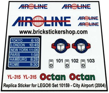 Precut Custom Replacement Stickers for Lego Set 10159 - City Airport (2004)