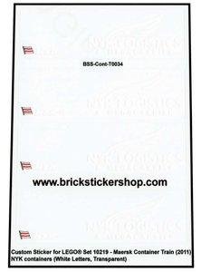 Maersk Container Train Precut Custom Replacement Stickers for Lego Set 10219