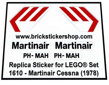 Precut Custom Replacement Stickers for Lego Set 1610 - Martinair Cessna (1978)
