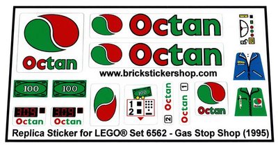 Gas Stop Shop 1995 Precut Custom Replacement Stickers for Lego Set 6562 