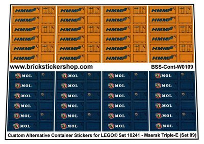 MAERSK Triple E Set 06 Custom Container Stickers for LEGO set 10241 