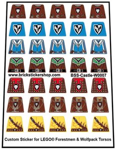 Lego Custom Precut Stickers for Forestmen & Wolfpack Torsos