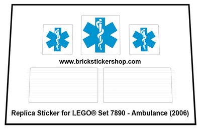Precut Custom Replacement Stickers for Lego Set 7890 - Ambulance (2006)